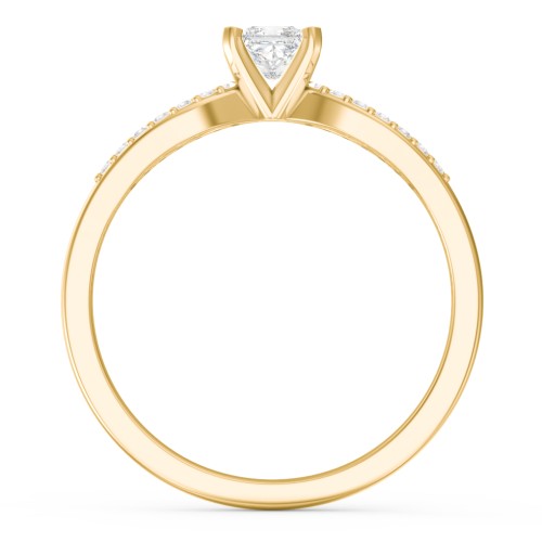 1/4 ct. Princess Gemstone Split Engagement Ring with Accents – 10K Yellow Gold with White Premium Zirconia
