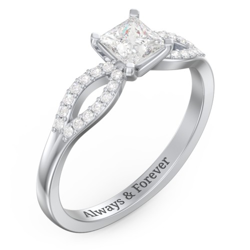 1/2 ct. Princess Gemstone Split Engagement Ring with Accents