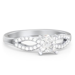 1/2 ct. Princess Gemstone Split Peek-A-Boo Engagement Ring with Accents