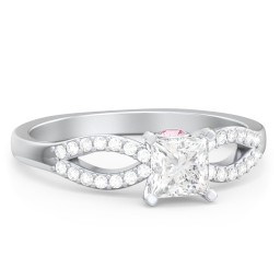 1/2 ct. Princess Gemstone Split Peek-A-Boo Engagement Ring with Accents