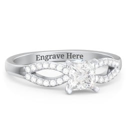 1/2 ct. Princess Gemstone Split Peek-A-Boo Engagement Ring with Accents