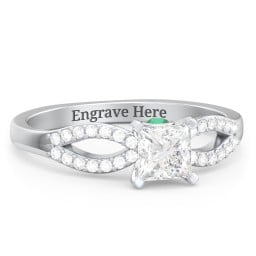 1/2 ct. Princess Gemstone Split Peek-A-Boo Engagement Ring with Accents