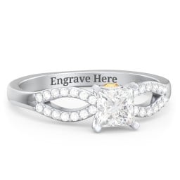 1/2 ct. Princess Gemstone Split Peek-A-Boo Engagement Ring with Accents