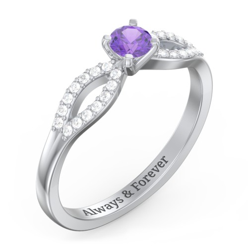 1/4 ct. Round Gemstone Split Engagement Ring with Accents