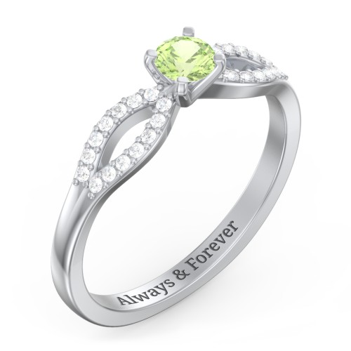 1/4 ct. Round Gemstone Split Engagement Ring with Accents