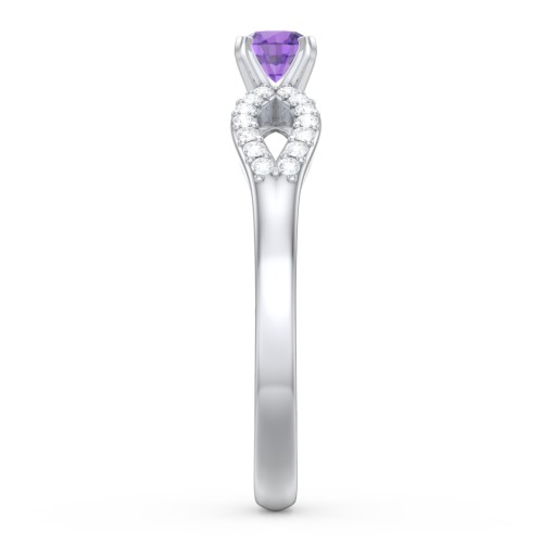 1/4 ct. Round Gemstone Split Engagement Ring with Accents