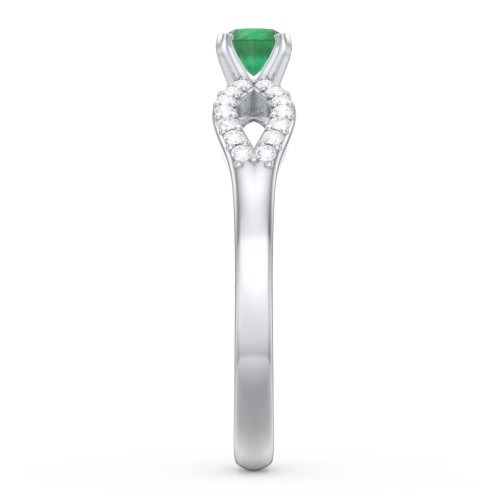 1/4 ct. Round Gemstone Split Engagement Ring with Accents – Sterling Silver with Emerald and White Premium Zirconia