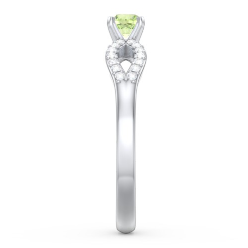 1/4 ct. Round Gemstone Split Engagement Ring with Accents