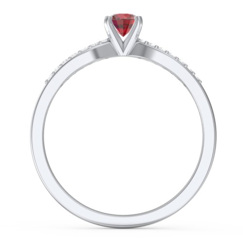 1/4 ct. Round Gemstone Split Engagement Ring with Accents