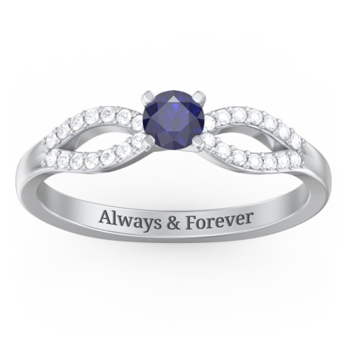 1/4 ct. Round Gemstone Split Engagement Ring with Accents