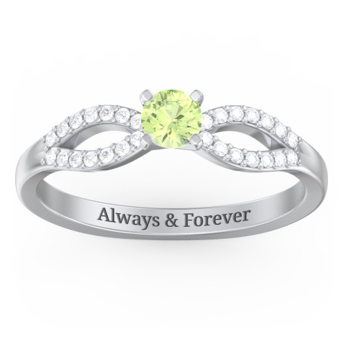 1/4 ct. Round Gemstone Split Engagement Ring with Accents