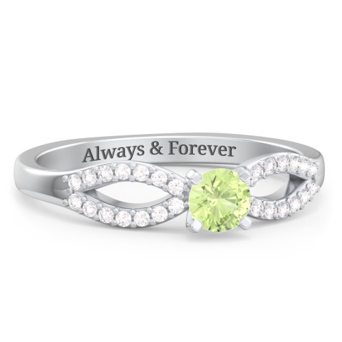 1/4 ct. Round Gemstone Split Engagement Ring with Accents