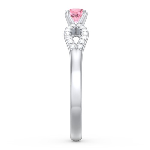 1/4 ct. Round Gemstone Split Engagement Ring with Accents – Sterling Silver with Pink Tourmaline and White Premium Zirconia