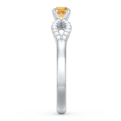 1/4 ct. Round Gemstone Split Engagement Ring with Accents – Sterling Silver with Citrine and White Premium Zirconia