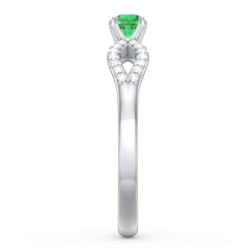 1/4 ct. Round Gemstone Split Engagement Ring with Accents – Sterling Silver with Emerald and White Premium Zirconia