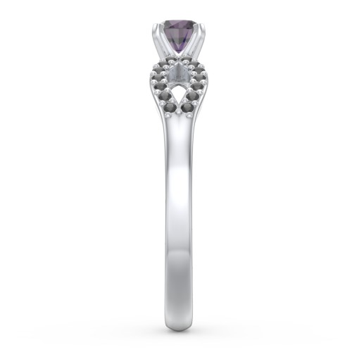 1/4 ct. Round Gemstone Split Engagement Ring with Accents – Sterling Silver with Alexandrite and Black Premium Zirconia