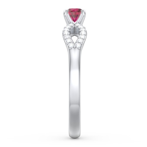 1/4 ct. Round Gemstone Split Engagement Ring with Accents – Sterling Silver with Ruby and White Premium Zirconia