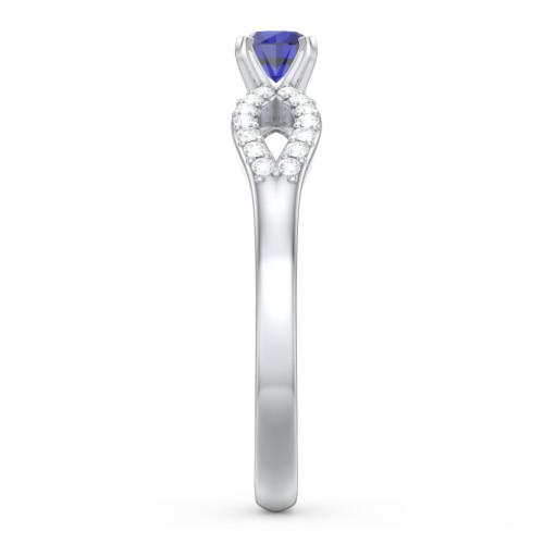 1/4 ct. Round Gemstone Split Engagement Ring with Accents – Sterling Silver with Blue Sapphire and White Premium Zirconia