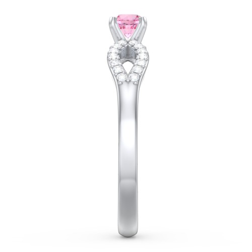 1/4 ct. Round Gemstone Split Engagement Ring with Accents – Sterling Silver with Pink Tourmaline and White Premium Zirconia
