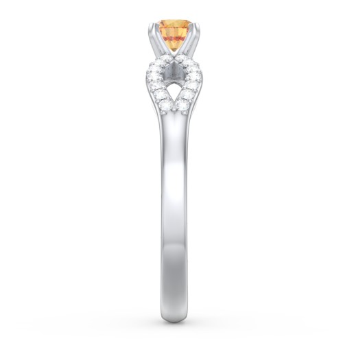 1/4 ct. Round Gemstone Split Engagement Ring with Accents – Sterling Silver with Citrine and White Premium Zirconia