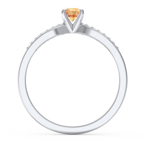 1/4 ct. Round Gemstone Split Engagement Ring with Accents – Sterling Silver with Citrine and White Premium Zirconia