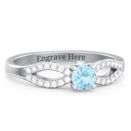 1/4 ct. Round Gemstone Split Peek-A-Boo Engagement Ring with Accents