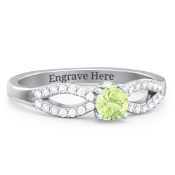 1/4 ct. Round Gemstone Split Peek-A-Boo Engagement Ring with Accents