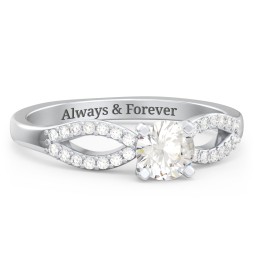 1/2 ct. Round Gemstone Split Engagement Ring with Accents