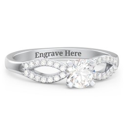1/2 ct. Round Gemstone Split Engagement Ring with Accents in 925 Sterling Silver with Diamond
