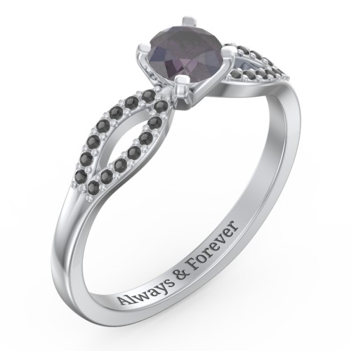 1/2 ct. Round Gemstone Split Engagement Ring with Accents