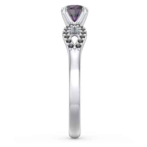 1/2 ct. Round Gemstone Split Engagement Ring with Accents