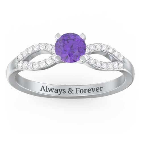 1/2 ct. Round Gemstone Split Engagement Ring with Accents