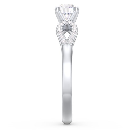 1/2 ct. Round Gemstone Split Engagement Ring with Accents – Sterling Silver with Lab Diamond