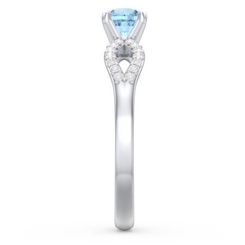 1/2 ct. Round Gemstone Split Engagement Ring with Accents – Sterling Silver with Blue Topaz and Diamond