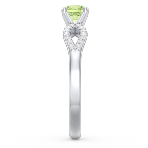 1/2 ct. Round Gemstone Split Engagement Ring with Accents – Sterling Silver with Peridot and White Premium Zirconia