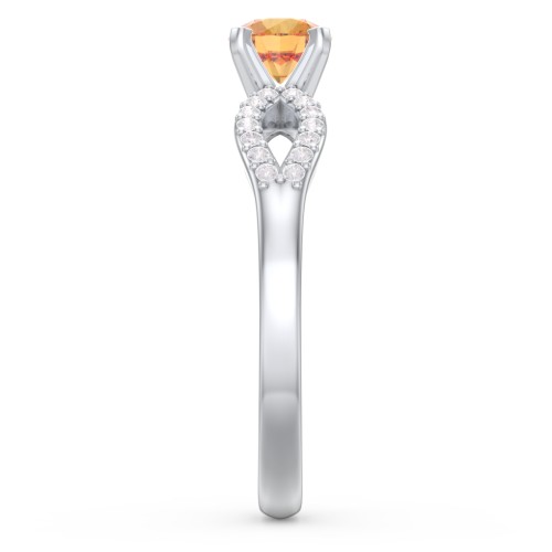 1/2 ct. Round Gemstone Split Engagement Ring with Accents – Sterling Silver with Citrine and White Premium Zirconia