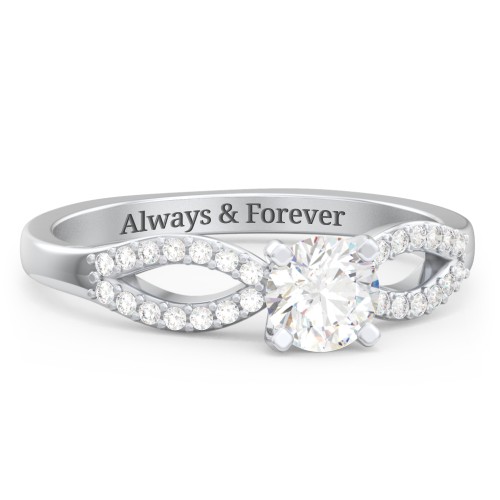1/2 ct. Round Gemstone Split Engagement Ring with Accents – Sterling Silver with Lab Diamond