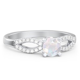 1/2 ct. Round Gemstone Split Peek-A-Boo Engagement Ring with Accents