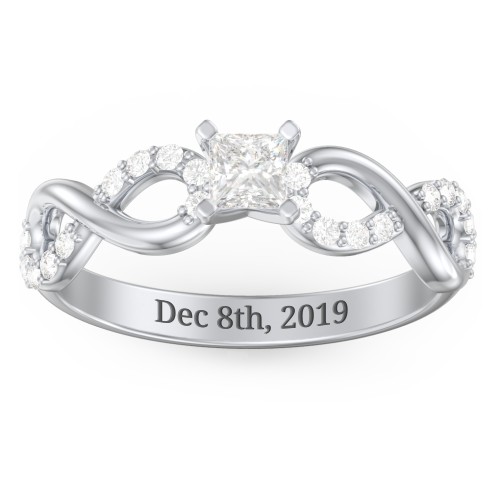 1/4 ct. Princess Gemstone Infinity Engagement Ring with Accent Stones – Sterling Silver with White Premium Zirconia