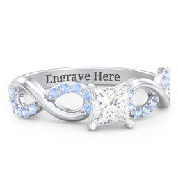 1/2 ct. Princess Gemstone Infinity Engagement Ring with Accent Stones