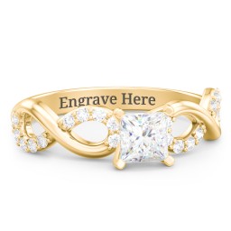 1/2 ct. Princess Gemstone Infinity Engagement Ring with Accent Stones in 10K Solid Yellow Gold with White Premium Zirconia