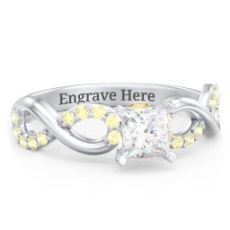 1/2 ct. Princess Gemstone Infinity Peek-A-Boo Engagement Ring with Accent Stones