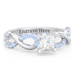 1/2 ct. Princess Gemstone Infinity Peek-A-Boo Engagement Ring with Accent Stones