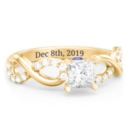 1/2 ct. Princess Gemstone Infinity Peek-A-Boo Engagement Ring with Accent Stones