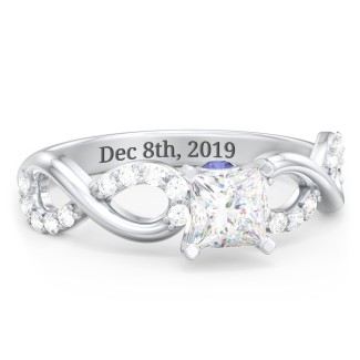 1/2 ct. Princess Gemstone Infinity Peek-A-Boo Engagement Ring with Accent Stones
