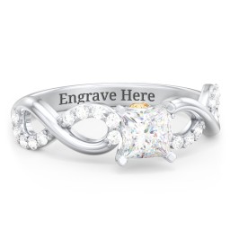 1/2 ct. Princess Gemstone Infinity Peek-A-Boo Engagement Ring with Accent Stones in 925 Sterling Silver with White Premium Zirconia and Citrine