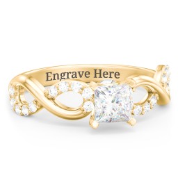 1/2 ct. Princess Gemstone Infinity Peek-A-Boo Engagement Ring with Accent Stones in 10K Solid Yellow Gold with White Premium Zirconia and Cubic Zirconia