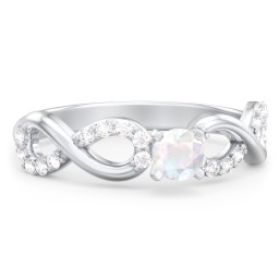 1/4 ct. Round Gemstone Infinity Engagement Ring with Accent Stones