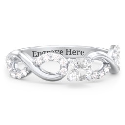 1/4 ct. Round Gemstone Infinity Engagement Ring with Accent Stones