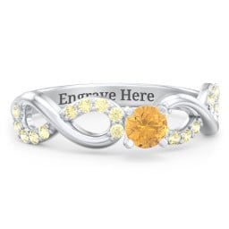 1/4 ct. Round Gemstone Infinity Engagement Ring with Accent Stones